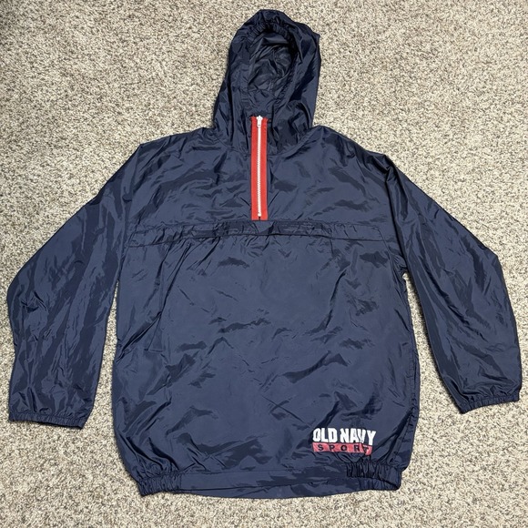Old Navy Other - Vintage Old Navy Sport Windbreaker Anorak Pullover Jacket Navy Mens L/XL 90s